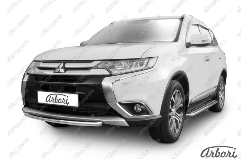 AFZDAMOUT1504 Защита переднего бампера d57 короткая Arbori нерж. сталь для Mitsubishi OUTLANDER 2015-нв