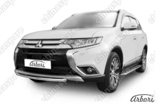 AFZDAMOUT1504 Защита переднего бампера d57 короткая Arbori нерж. сталь для Mitsubishi OUTLANDER 2015-нв