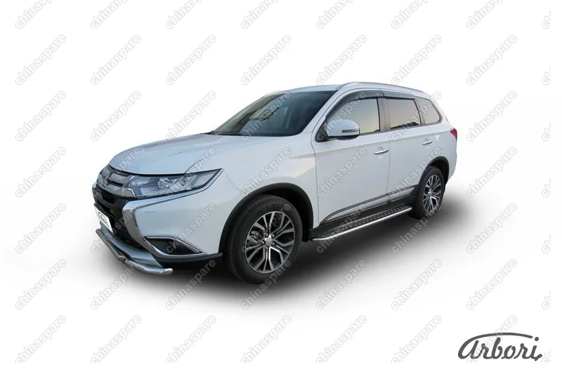 AFZDAMOUT1508 Защита порогов d42 с листом усиленная Arbori нерж. сталь для Mitsubishi OUTLANDER 2015-нв