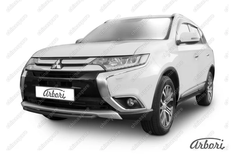 AFZDAMOUT1504B Защита переднего бампера d57 короткая Arbori черн. для Mitsubishi OUTLANDER 2015-нв