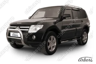 Кенгурятник d76 низкий Arbori нерж. сталь для Mitsubishi PAJERO IV 2014-нв