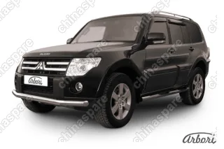 Защита переднего бампера d76 Arbori нерж. сталь для Mitsubishi PAJERO IV 2014-нв