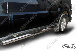 Защита порогов d76 с проступями Arbori нерж. сталь для Mitsubishi PAJERO IV 2014-нв
