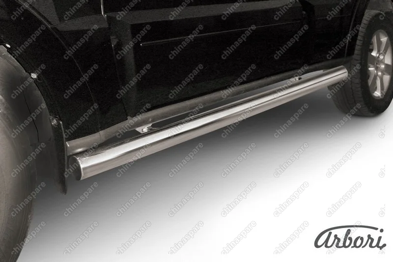 Защита порогов d76 труба Arbori нерж. сталь для Mitsubishi PAJERO IV 2014-нв