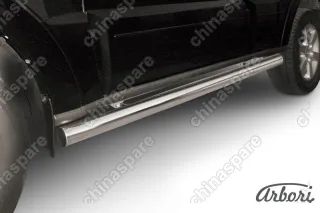Защита порогов d76 труба Arbori нерж. сталь для Mitsubishi PAJERO IV 2014-нв