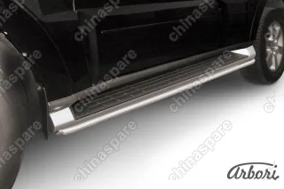 Защита штатного порога d42 Arbori нерж. сталь для Mitsubishi PAJERO IV 2014-нв