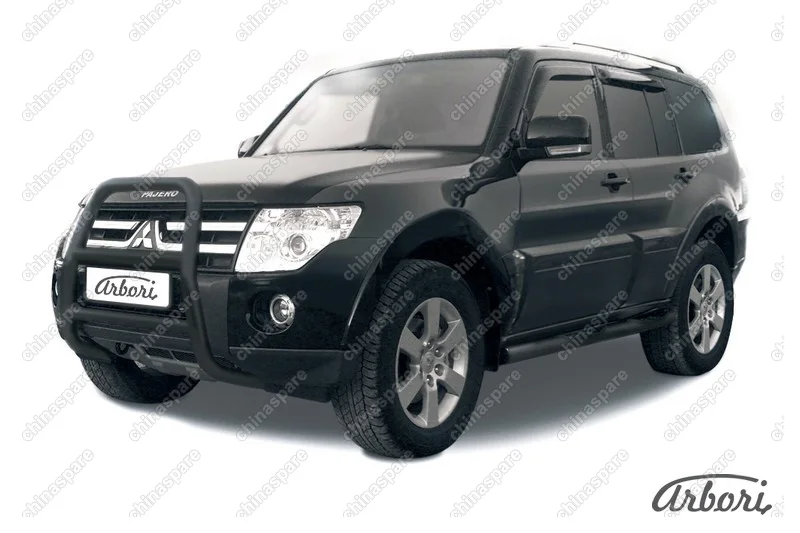 Кенгурятник d57 высокий  Arbori черн. для Mitsubishi PAJERO IV 2014-нв