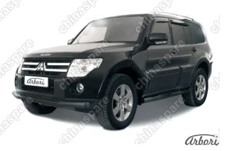 Защита переднего бампера d76+d57 двойная Arbori черн. для Mitsubishi PAJERO IV 2014-нв