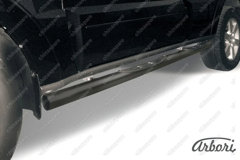 Защита порогов d76 с проступями Arbori черн. для Mitsubishi PAJERO IV 2014-нв