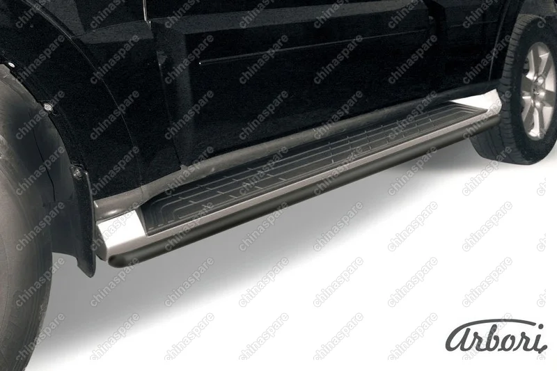 Защита штатного порога d42 Arbori черн. для Mitsubishi PAJERO IV 2014-нв