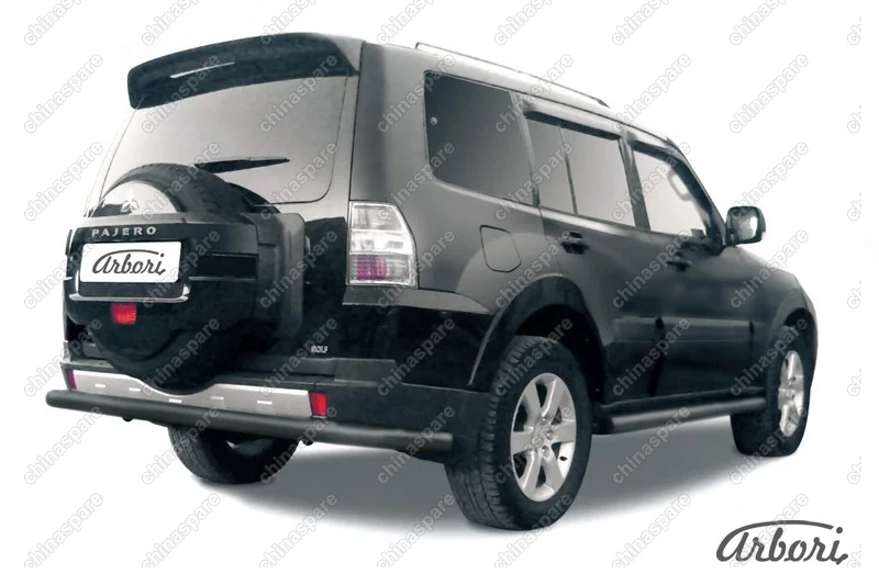 Защита заднего бампера d76 Arbori черн. для Mitsubishi PAJERO IV 2014-нв