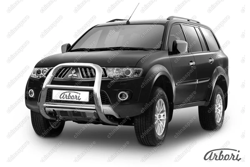 AFZDAMPS04 Кенгурятник d57 высокий  Arbori нерж. сталь для Mitsubishi PAJERO SPORT 2002-2010