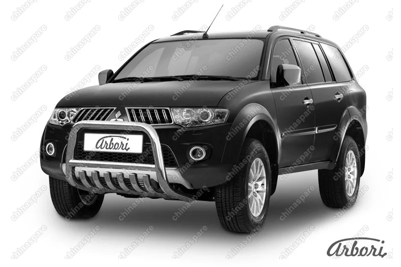AFZDAMPS05 Кенгурятник d57 низкий c защитой картера Arbori нерж. сталь для Mitsubishi PAJERO SPORT 2002-2010