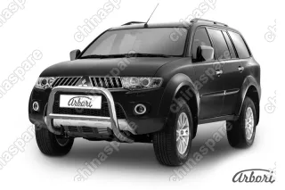 AFZDAMPS06 Кенгурятник d57 низкий Arbori нерж. сталь для Mitsubishi PAJERO SPORT 2002-2010