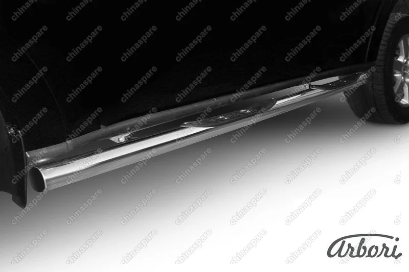 AFZDAMPS07 Защита порогов d76 с проступями Arbori нерж. сталь для Mitsubishi PAJERO SPORT 2002-2010