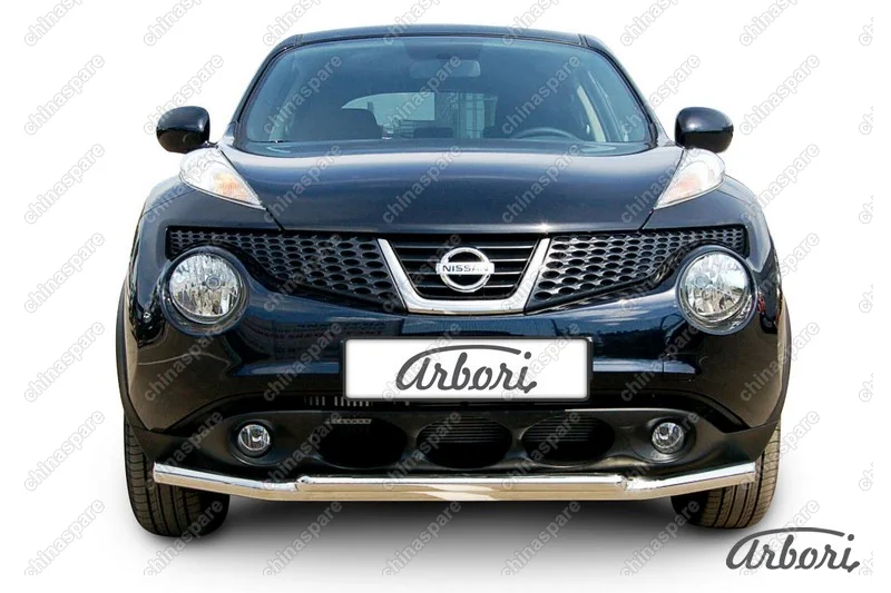 AFZDANJ2WD03 Защита переднего бампера d57+d42 двойная Arbori нерж. сталь для Nissan JUKE 2011-2014
