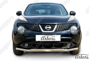AFZDANJ2WD03 Защита переднего бампера d57+d42 двойная Arbori нерж. сталь для Nissan JUKE 2011-2014