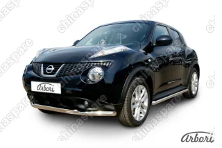 AFZDANJ2WD03 Защита переднего бампера d57+d42 двойная Arbori нерж. сталь для Nissan JUKE 2011-2014
