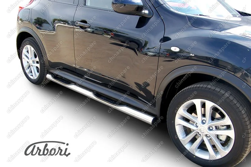 AFZDANJ2WD05 Защита порогов d76 с проступями Arbori нерж. сталь для Nissan JUKE 2011-2014