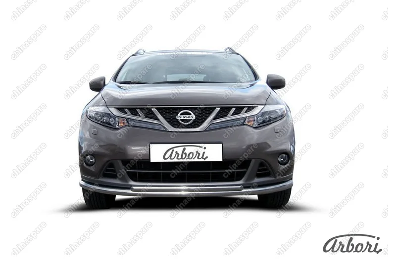 AFZDANIM1102 Защита переднего бампера d57+d42 двойная Arbori нерж. сталь для Nissan MURANO 2011-2015
