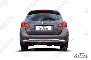 AFZDANIM1108 Защита заднего бампера d57+d42 двойная Arbori нерж. сталь для Nissan MURANO 2011-2015