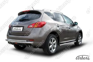 AFZDANIM1108 Защита заднего бампера d57+d42 двойная Arbori нерж. сталь для Nissan MURANO 2011-2015