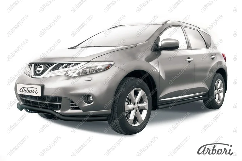 AFZDANIM1101B Защита переднего бампера d57 "волна" Arbori черн. для Nissan MURANO 2011-2015
