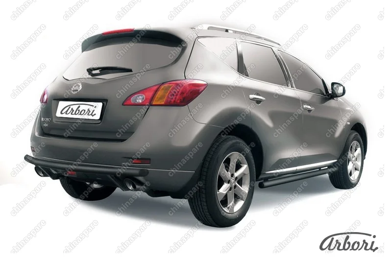 AFZDANIM1108B Защита заднего бампера d57+d42 двойная Arbori черн. для Nissan MURANO 2011-2015