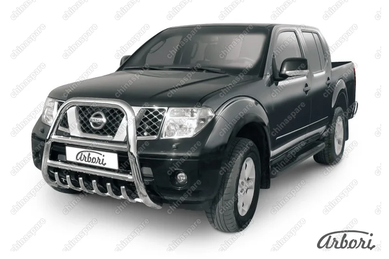 AFZDANIN01 Кенгурятник d76 высокий с защитой картера Arbori нерж. сталь для Nissan NAVARA 2014-нв