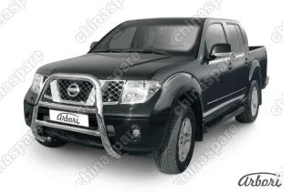 AFZDANIN02 Кенгурятник d76 высокий Arbori нерж. сталь для Nissan NAVARA 2014-нв