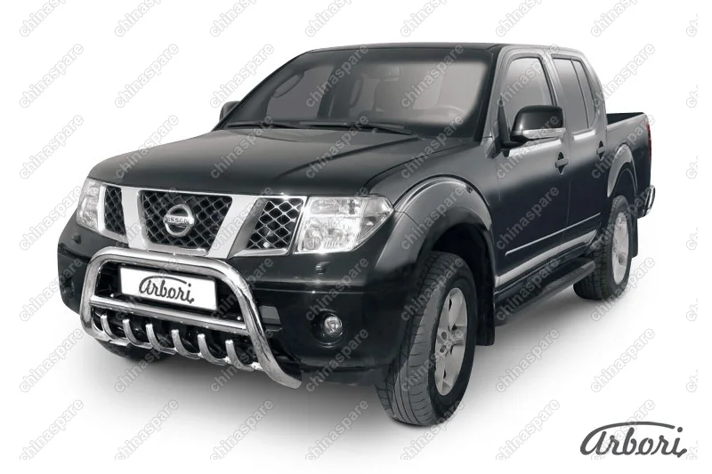 AFZDANIN03 Кенгурятник d76 низкий с защитой картера Arbori нерж. сталь для Nissan NAVARA 2014-нв