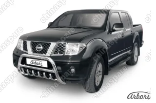 AFZDANIN03 Кенгурятник d76 низкий с защитой картера Arbori нерж. сталь для Nissan NAVARA 2014-нв