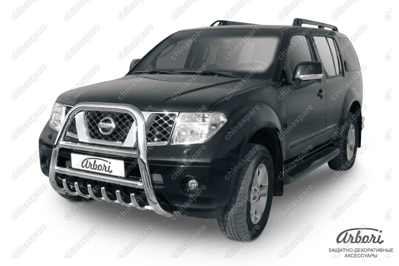 AFZDANIP01 Кенгурятник d76 высокий с защитой картера Arbori нерж. сталь для Nissan PATHFINDER 2004-2010
