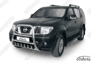 AFZDANIP01 Кенгурятник d76 высокий с защитой картера Arbori нерж. сталь для Nissan PATHFINDER 2004-2010