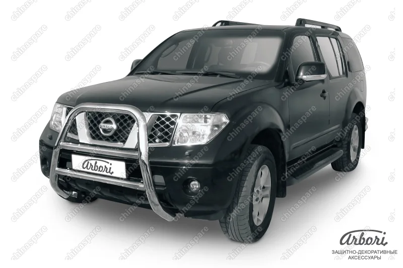 AFZDANIP02 Кенгурятник d76 высокий Arbori нерж. сталь для Nissan PATHFINDER 2004-2010