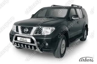 AFZDANIP03 Кенгурятник d76 низкий с защитой картера Arbori нерж. сталь для Nissan PATHFINDER 2004-2010