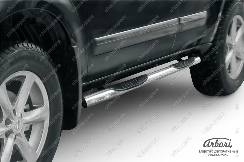 AFZDANIP07 Защита порогов d76 с проступями Arbori нерж. сталь для Nissan PATHFINDER 2004-2010