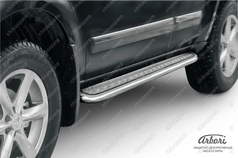 AFZDANIP09 Защита порогов d57 с листом Arbori нерж. сталь для Nissan PATHFINDER 2004-2010