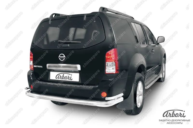 AFZDANIP12 Защита заднего бампера d76+d42 двойная Arbori нерж. сталь для Nissan PATHFINDER 2004-2010