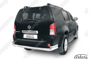 AFZDANIP12 Защита заднего бампера d76+d42 двойная Arbori нерж. сталь для Nissan PATHFINDER 2004-2010