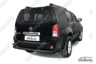 AFZDANIP12B Защита заднего бампера d76+d42 двойная Arbori черн. для Nissan PATHFINDER 2004-2010