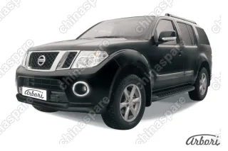 AFZDANIP1102B Защита переднего бампера d76+d57 двойная Arbori черн. для Nissan PATHFINDER 2011-2014