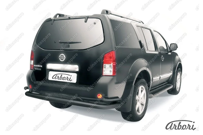 AFZDANIP1108B Защита заднего бампера d76+d42 двойная Arbori черн. для Nissan PATHFINDER 2011-2014