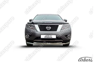 AFZDANIP1405 Защита переднего бампера d57+d57 двойная Arbori нерж. сталь для NISSAN Pathfinder 2014-нв