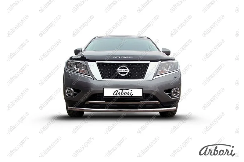 AFZDANIP1407 Защита переднего бампера d57 радиусная Arbori нерж. сталь для NISSAN Pathfinder 2014-нв