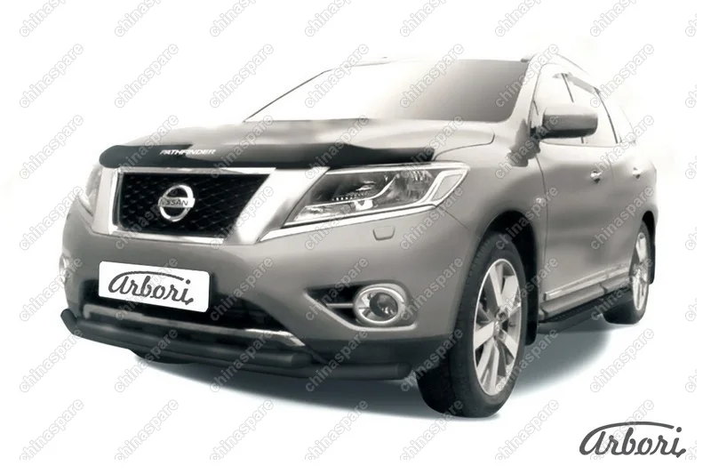 AFZDANIP1405B Защита переднего бампера d57+d57 двойная Arbori черн. для NISSAN Pathfinder 2014-нв