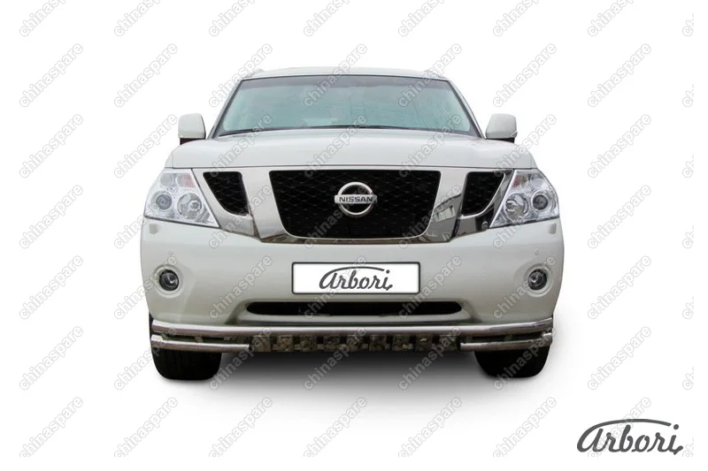 AFZDANIPAT02 Защита переднего бампера d76 с профильной защитой картера Arbori нерж. сталь для Nissan PATROL 2012-2014