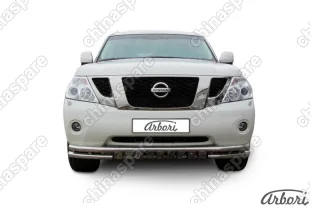 AFZDANIPAT02 Защита переднего бампера d76 с профильной защитой картера Arbori нерж. сталь для Nissan PATROL 2012-2014