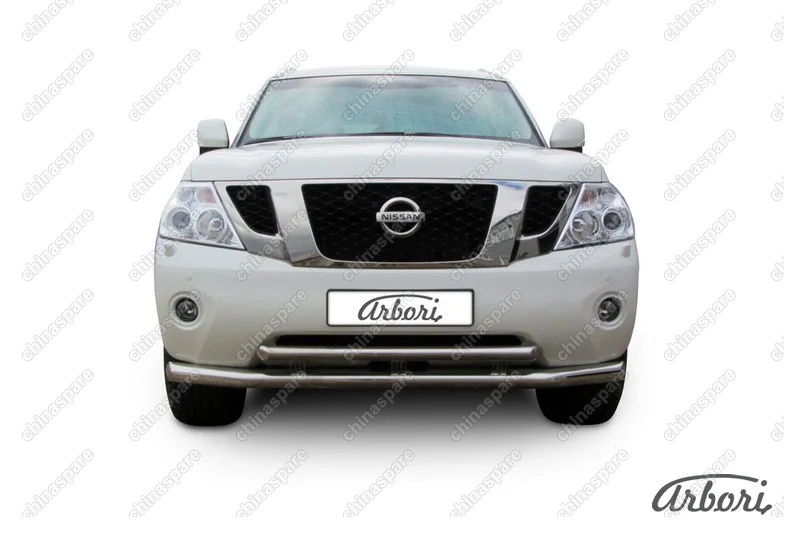 AFZDANIPAT04 Защита переднего бампера d76+d57 двойная Arbori нерж. сталь для Nissan PATROL 2012-2014