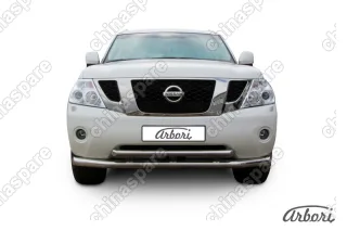 AFZDANIPAT04 Защита переднего бампера d76+d57 двойная Arbori нерж. сталь для Nissan PATROL 2012-2014